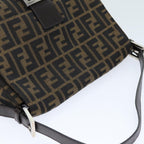FENDI Zucca Canvas Mamma Baguette Shoulder Bag Black Brownyk12425