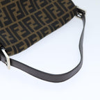 FENDI Zucca Canvas Mamma Baguette Shoulder Bag Black Brownyk12425
