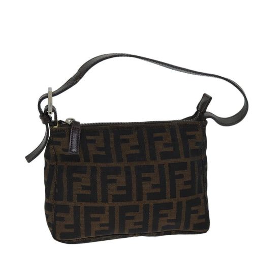 FENDI Zucca Canvas Hand Bag Brown Blackyk12428