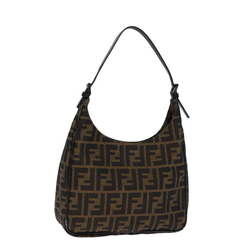 FENDI Zucca Canvas Hand Bag Brown Blackyk12507