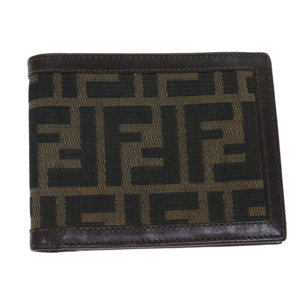 FENDI Zucca Canvas Wallet Black Brownyk12540
