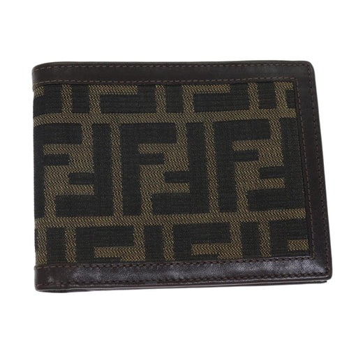 FENDI Zucca Canvas Wallet Black Brownyk12540