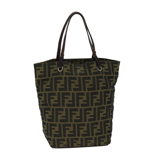 FENDI Zucca Canvas Hand Bag Brown Blackyk12584