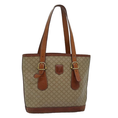 CELINE Macadam Canvas Tote Bag Beige Auth yk12586