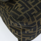 FENDI Zucca Canvas Mamma Baguette Shoulder Bag Black Brownyk12613A