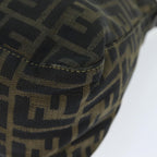 FENDI Zucca Canvas Mamma Baguette Shoulder Bag Black Brownyk12613A