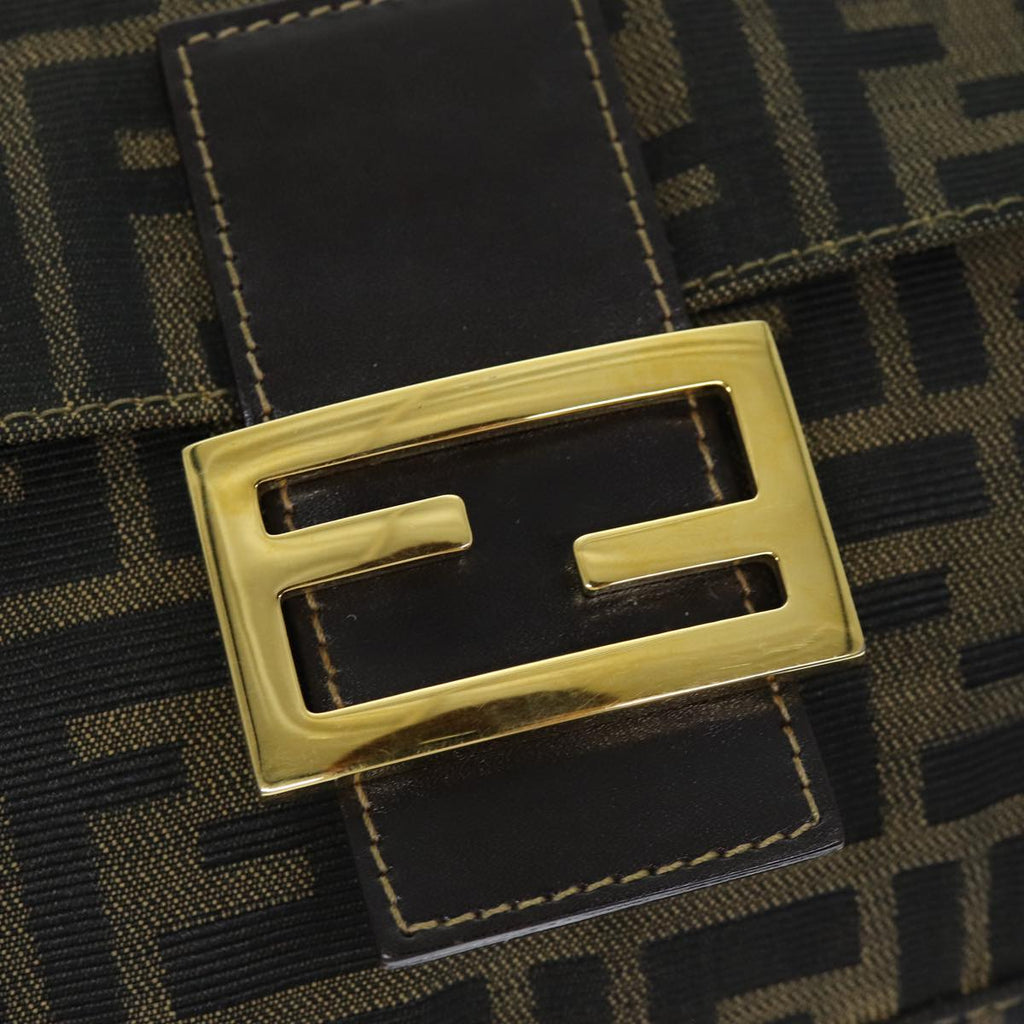 FENDI Zucca Canvas Mamma Baguette Shoulder Bag Black Brownyk12613A