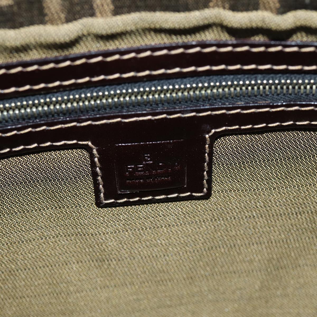 FENDI Zucca Canvas Mamma Baguette Shoulder Bag Black Brownyk12613A