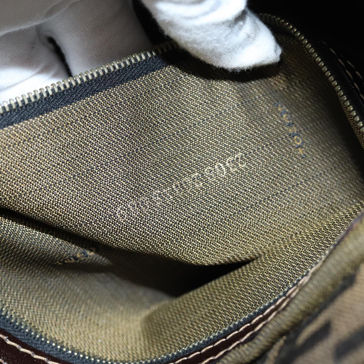 FENDI Zucca Canvas Mamma Baguette Shoulder Bag Black Brownyk12613A