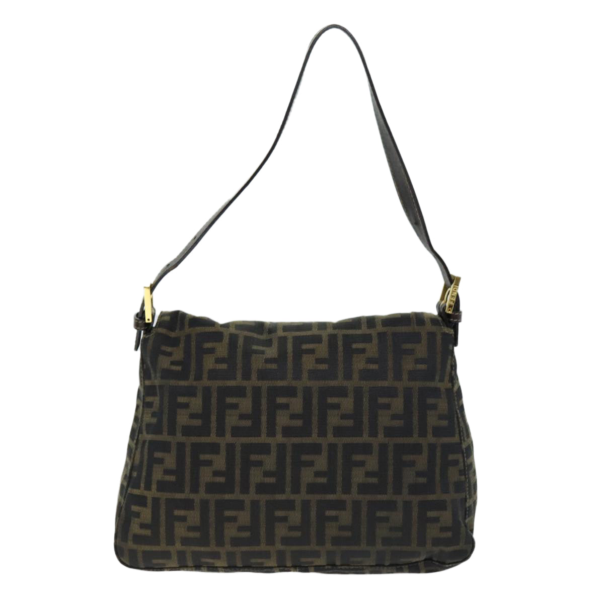 FENDI Zucca Canvas Mamma Baguette Shoulder Bag Black Brownyk12613A