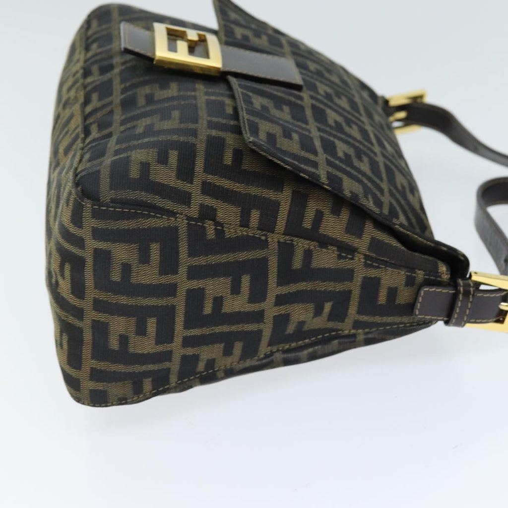 FENDI Zucca Canvas Mamma Baguette Shoulder Bag Black Brownyk12613A