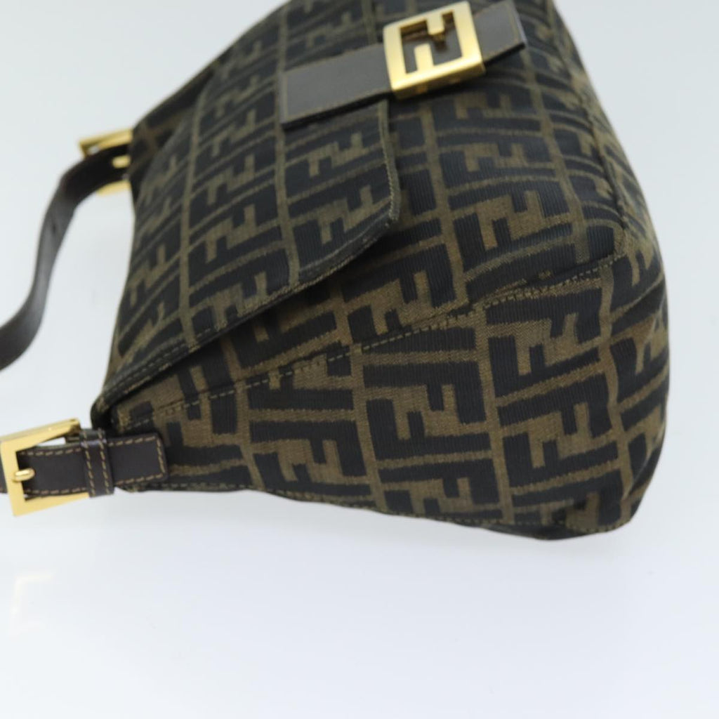 FENDI Zucca Canvas Mamma Baguette Shoulder Bag Black Brownyk12613A