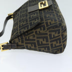 FENDI Zucca Canvas Mamma Baguette Shoulder Bag Black Brownyk12613A