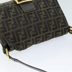 FENDI Zucca Canvas Mamma Baguette Shoulder Bag Black Brownyk12613A
