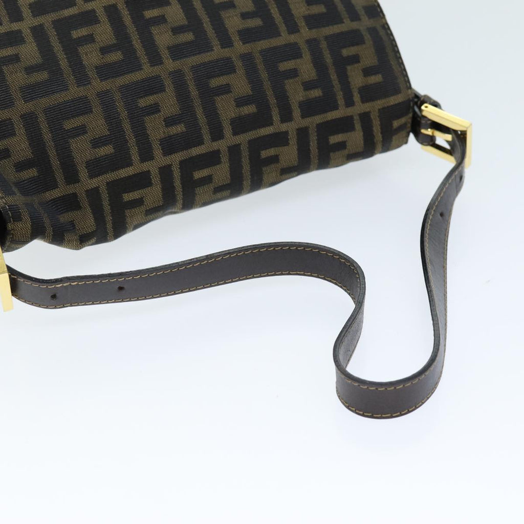 FENDI Zucca Canvas Mamma Baguette Shoulder Bag Black Brownyk12613A