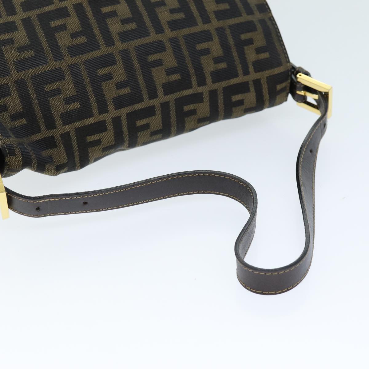 FENDI Zucca Canvas Mamma Baguette Shoulder Bag Black Brownyk12613A