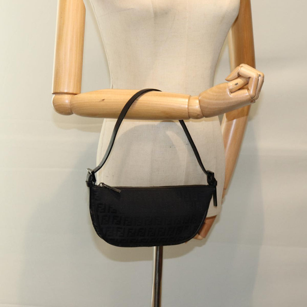 FENDI Zucchino Canvas Hand Bag Blackyk12635