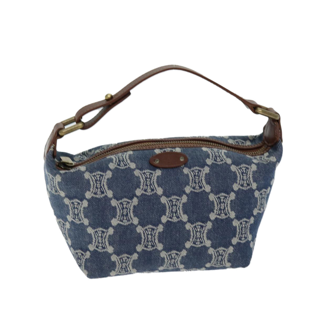 CELINE Paris Macadam Canvas Hand Bag Blue 12656A