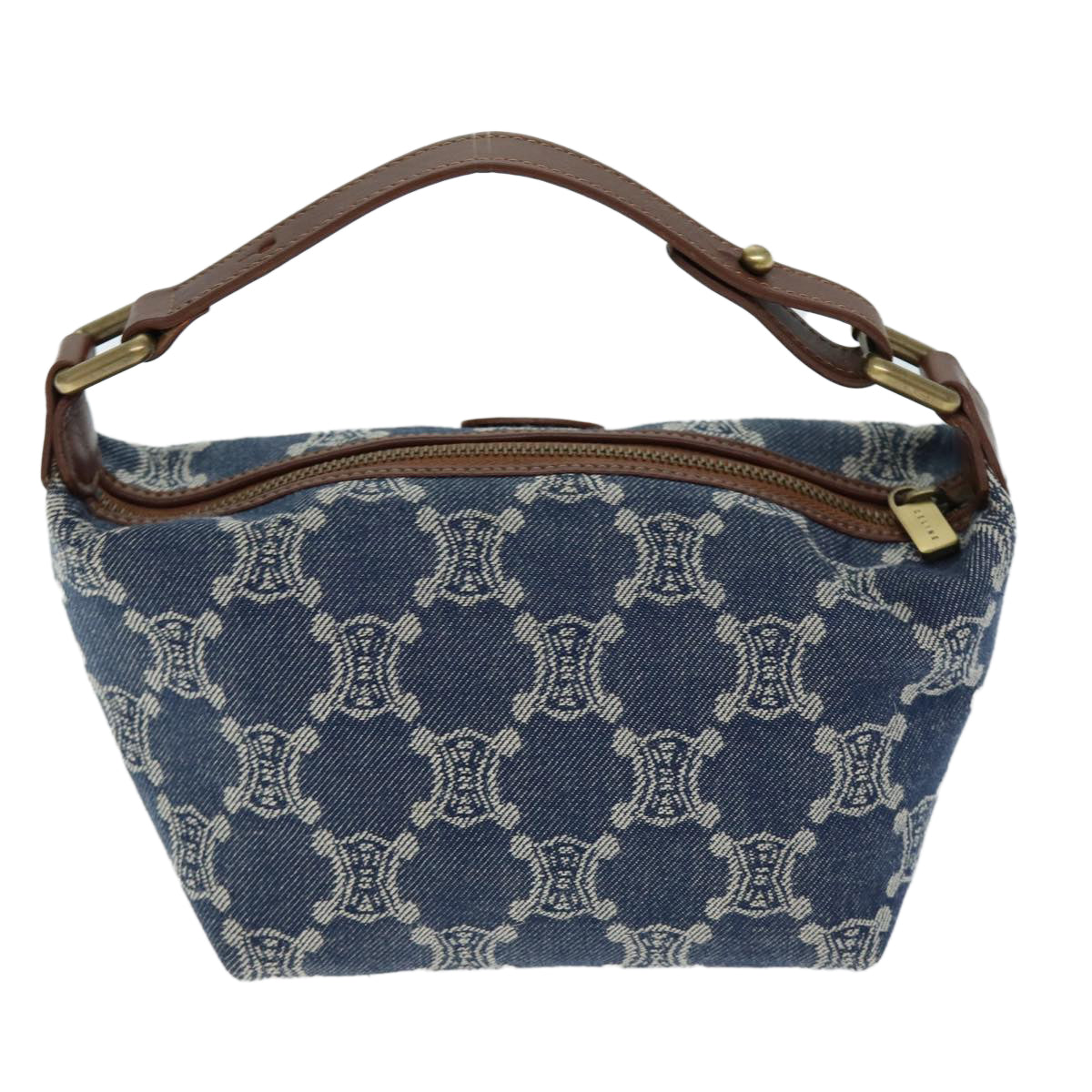 CELINE Paris Macadam Canvas Hand Bag Blue 12656A