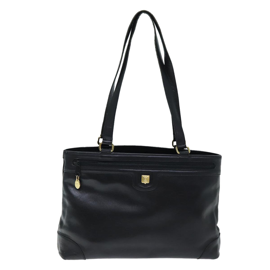 CELINE Tote Bag Leather Black 12677