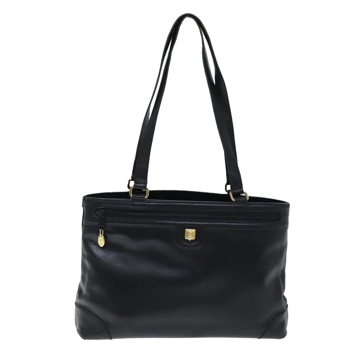 CELINE Tote Bag Leather Black 12677