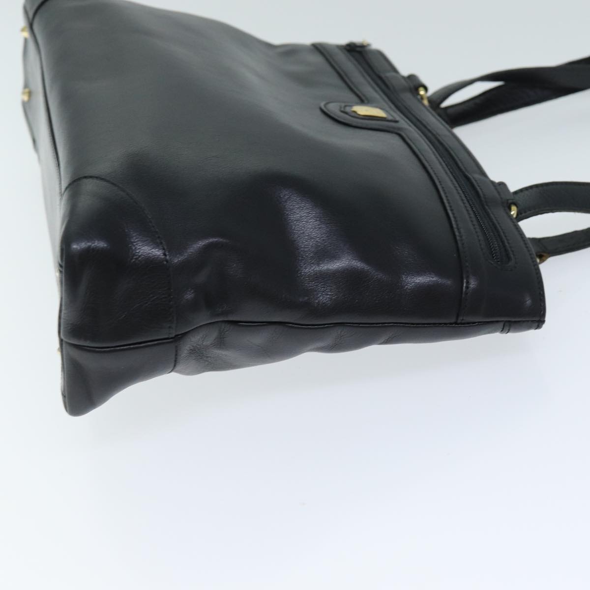 CELINE Tote Bag Leather Black 12677
