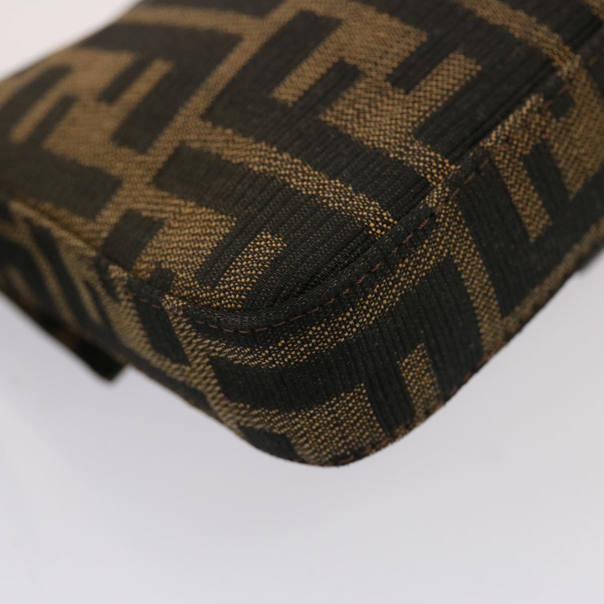FENDI Zucca Canvas Mini Mamma Baguette Hand Bag Black Brownyk12709