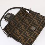 FENDI Zucca Canvas Mini Mamma Baguette Hand Bag Black Brownyk12709
