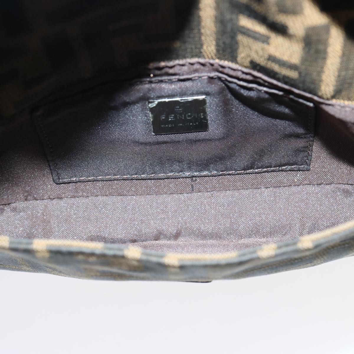 FENDI Zucca Canvas Mini Mamma Baguette Hand Bag Black Brownyk12709