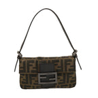 FENDI Zucca Canvas Mini Mamma Baguette Hand Bag Black Brownyk12709