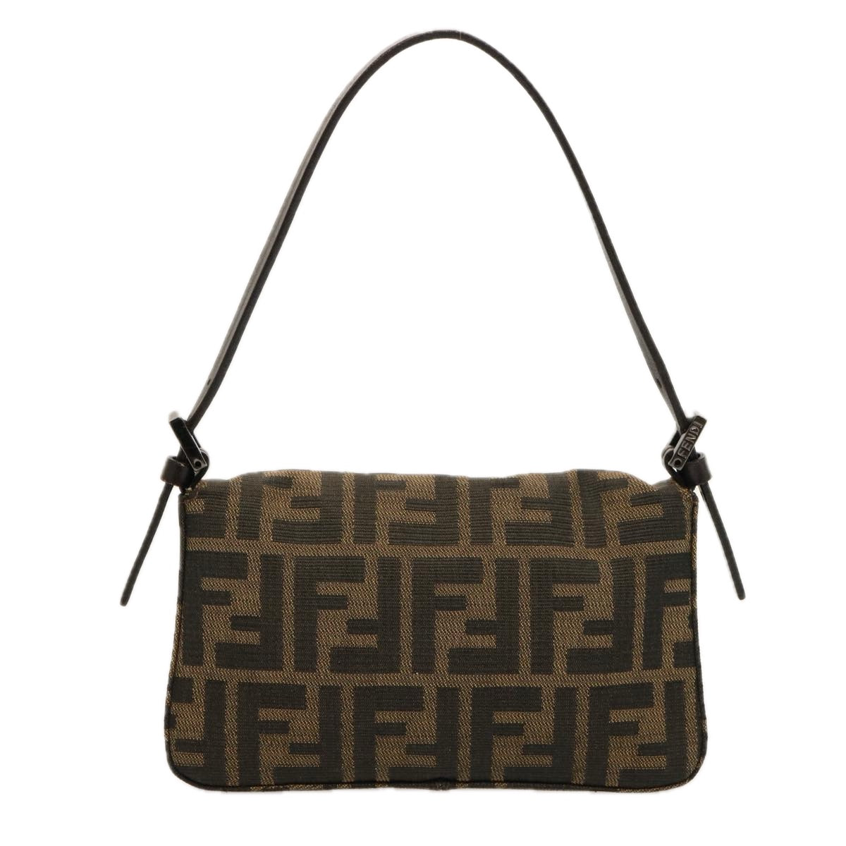 FENDI Zucca Canvas Mini Mamma Baguette Hand Bag Black Brownyk12709
