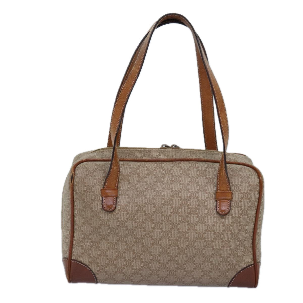 CELINE Macadam Canvas Hand Bag Beige Auth yk12721