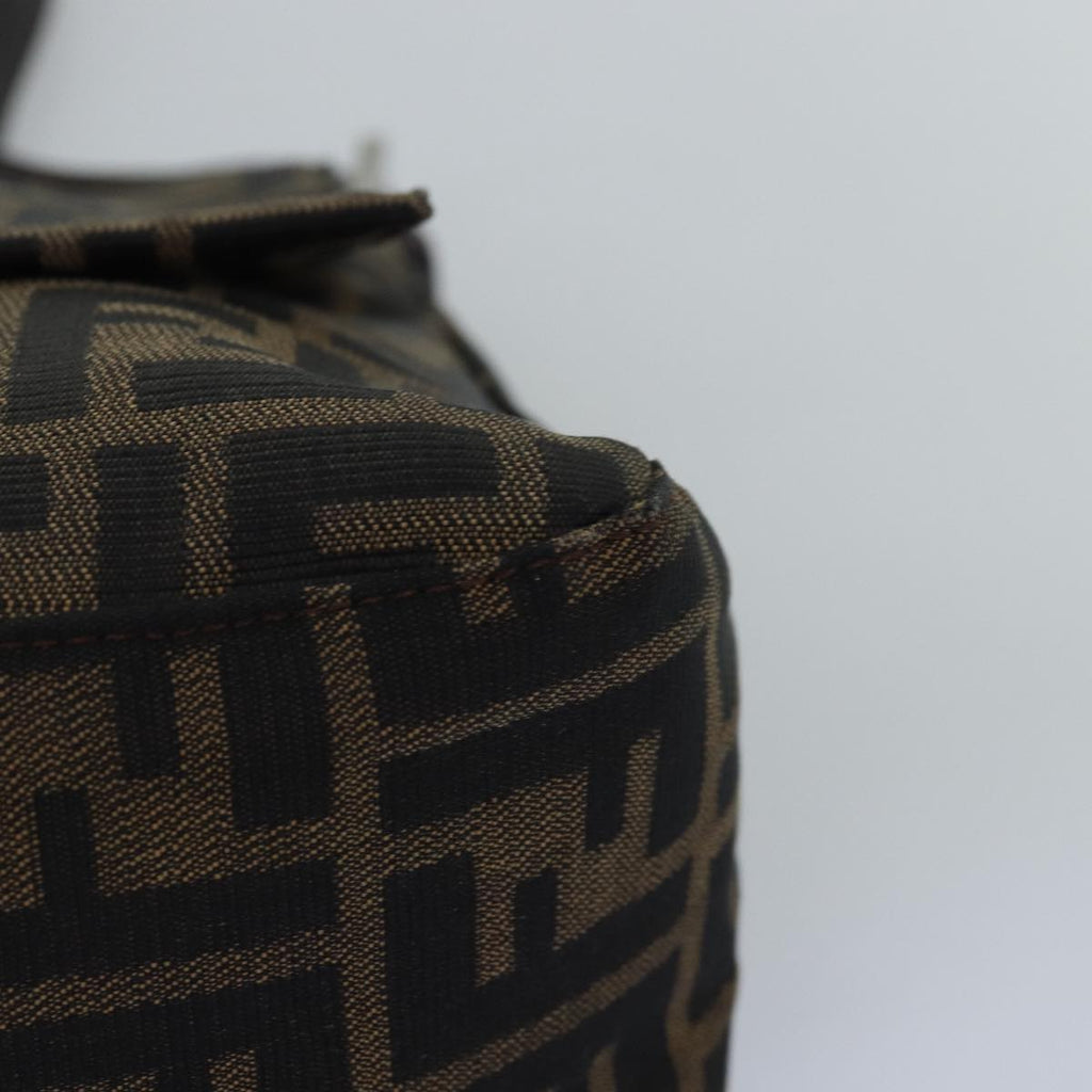 FENDI Zucca Canvas Mamma Baguette Shoulder Bag Black Brownyk12785