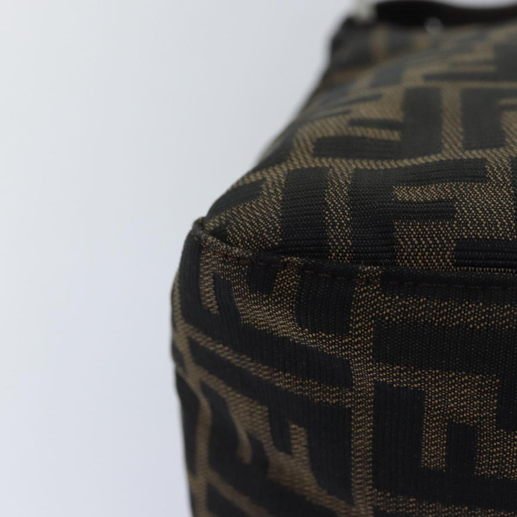 FENDI Zucca Canvas Mamma Baguette Shoulder Bag Black Brownyk12785