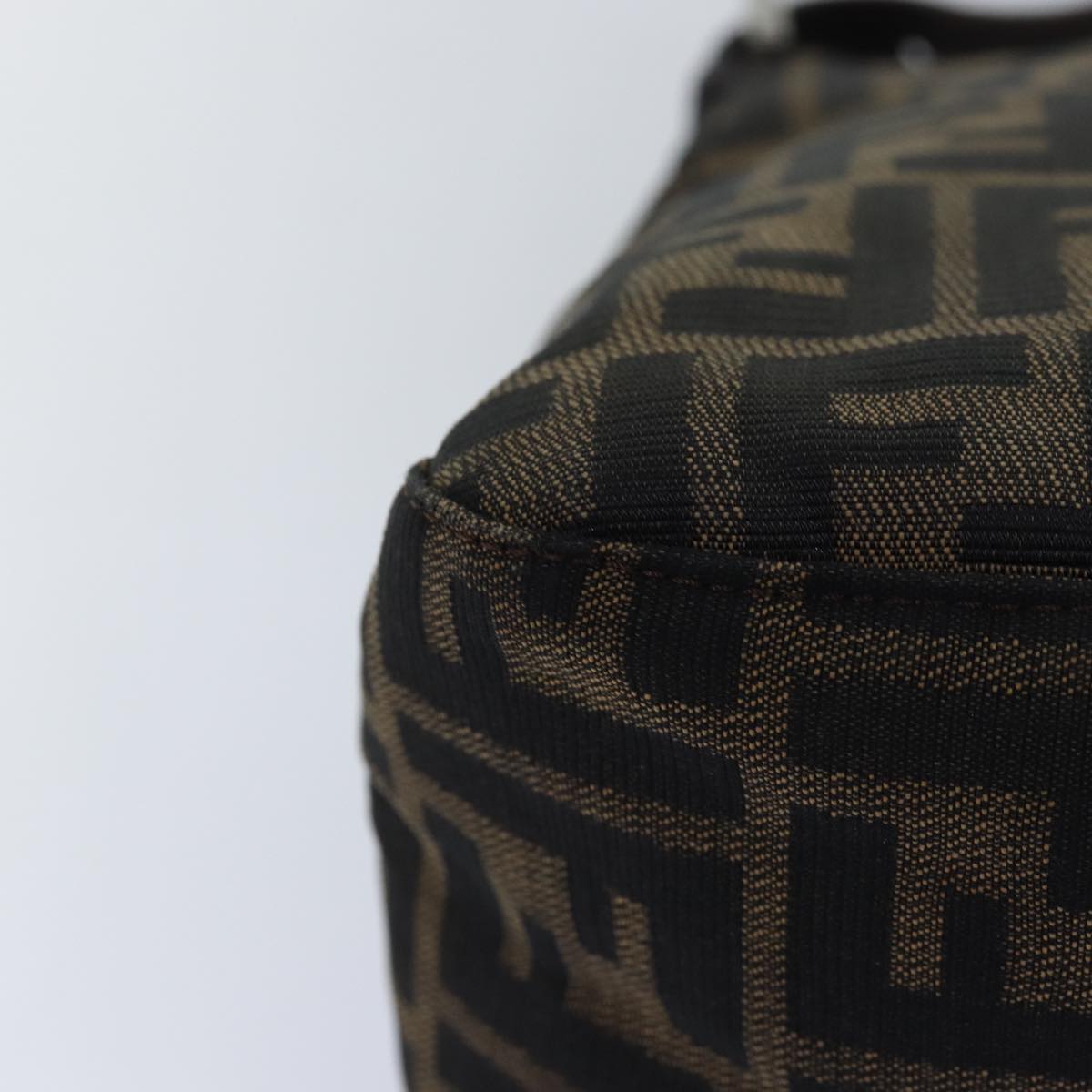 FENDI Zucca Canvas Mamma Baguette Shoulder Bag Black Brownyk12785