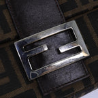 FENDI Zucca Canvas Mamma Baguette Shoulder Bag Black Brownyk12785