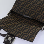 FENDI Zucca Canvas Mamma Baguette Shoulder Bag Black Brownyk12785