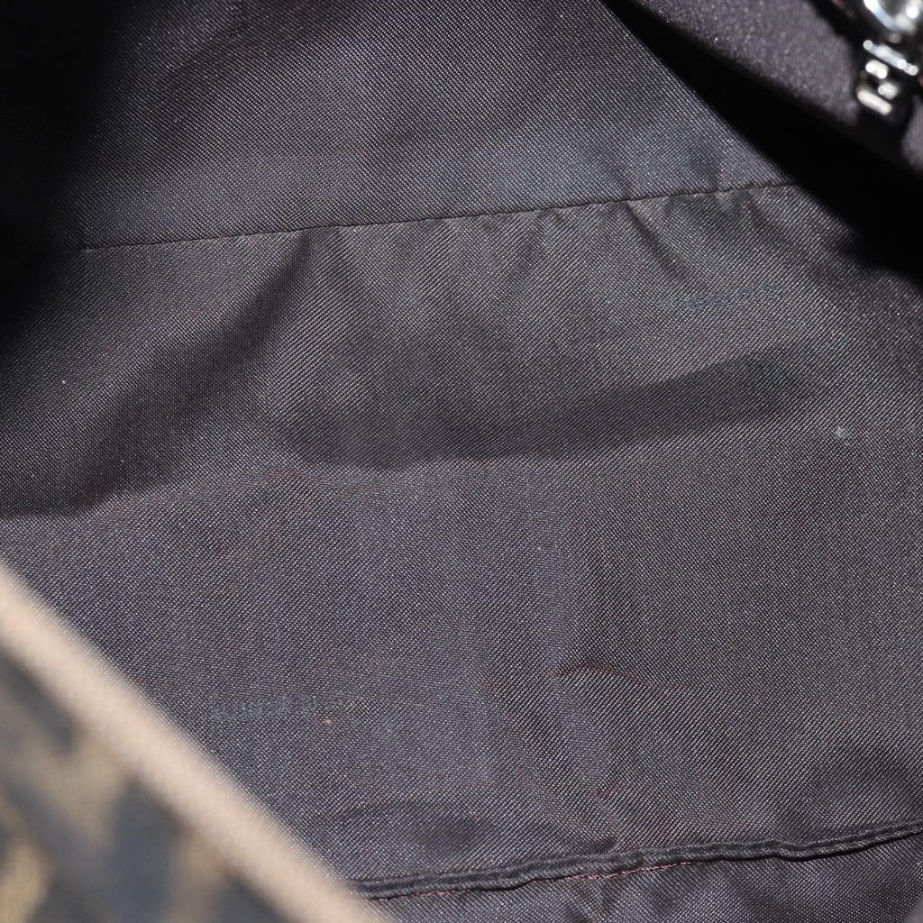 FENDI Zucca Canvas Mamma Baguette Shoulder Bag Black Brownyk12785