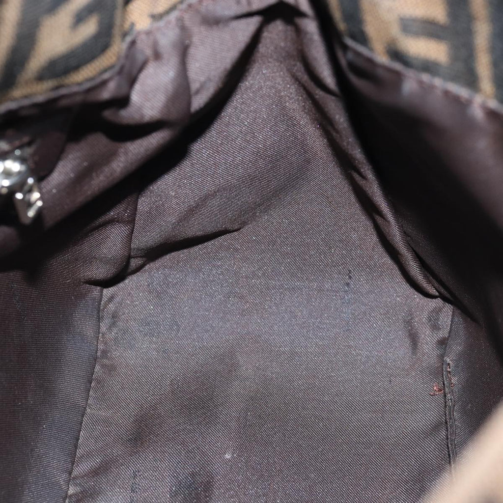 FENDI Zucca Canvas Mamma Baguette Shoulder Bag Black Brownyk12785