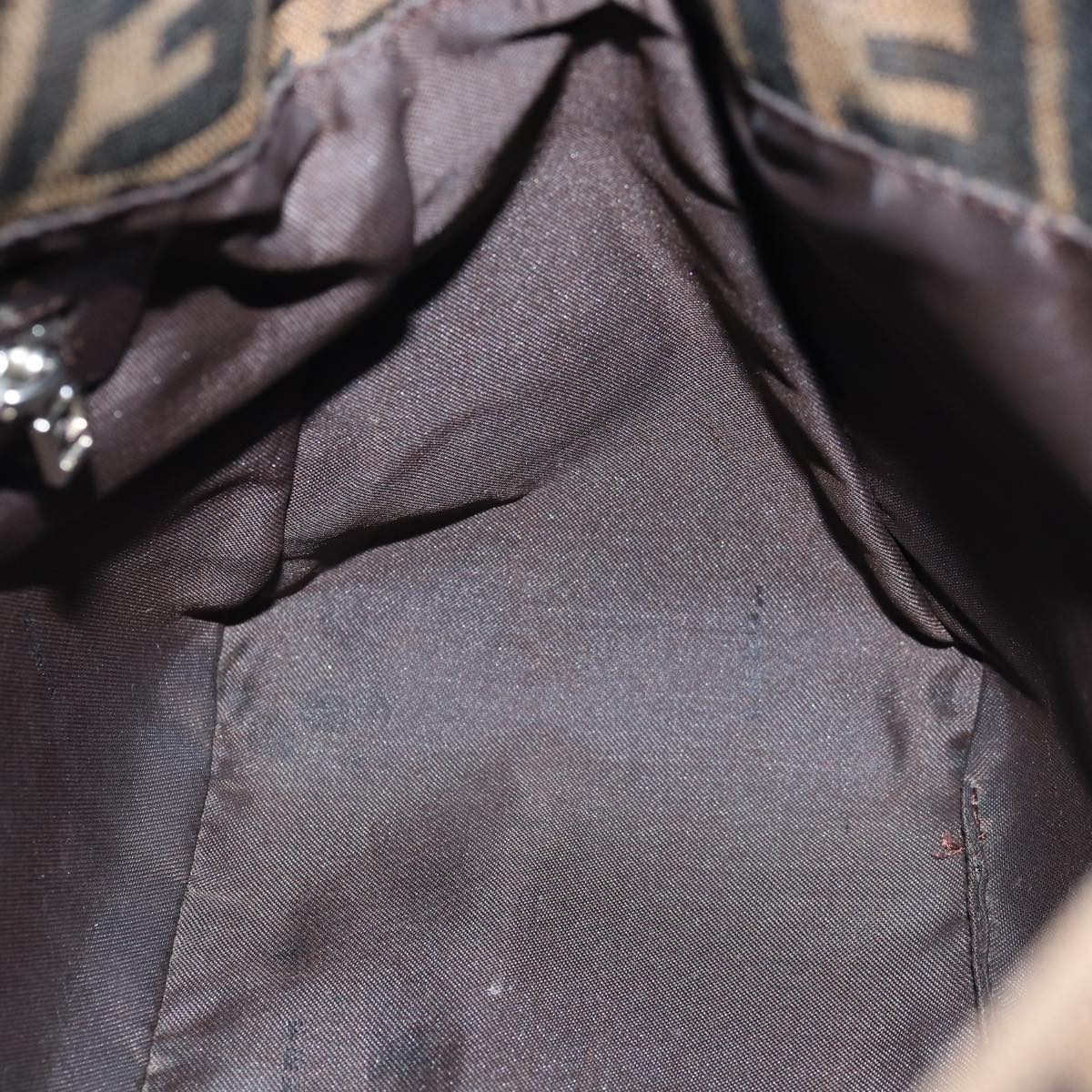 FENDI Zucca Canvas Mamma Baguette Shoulder Bag Black Brownyk12785