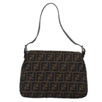FENDI Zucca Canvas Mamma Baguette Shoulder Bag Black Brownyk12785