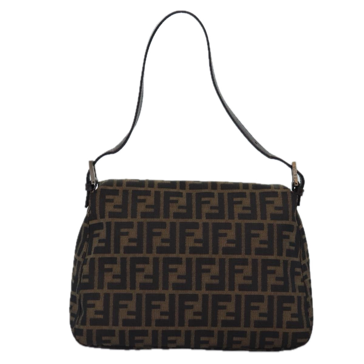 FENDI Zucca Canvas Mamma Baguette Shoulder Bag Black Brownyk12785