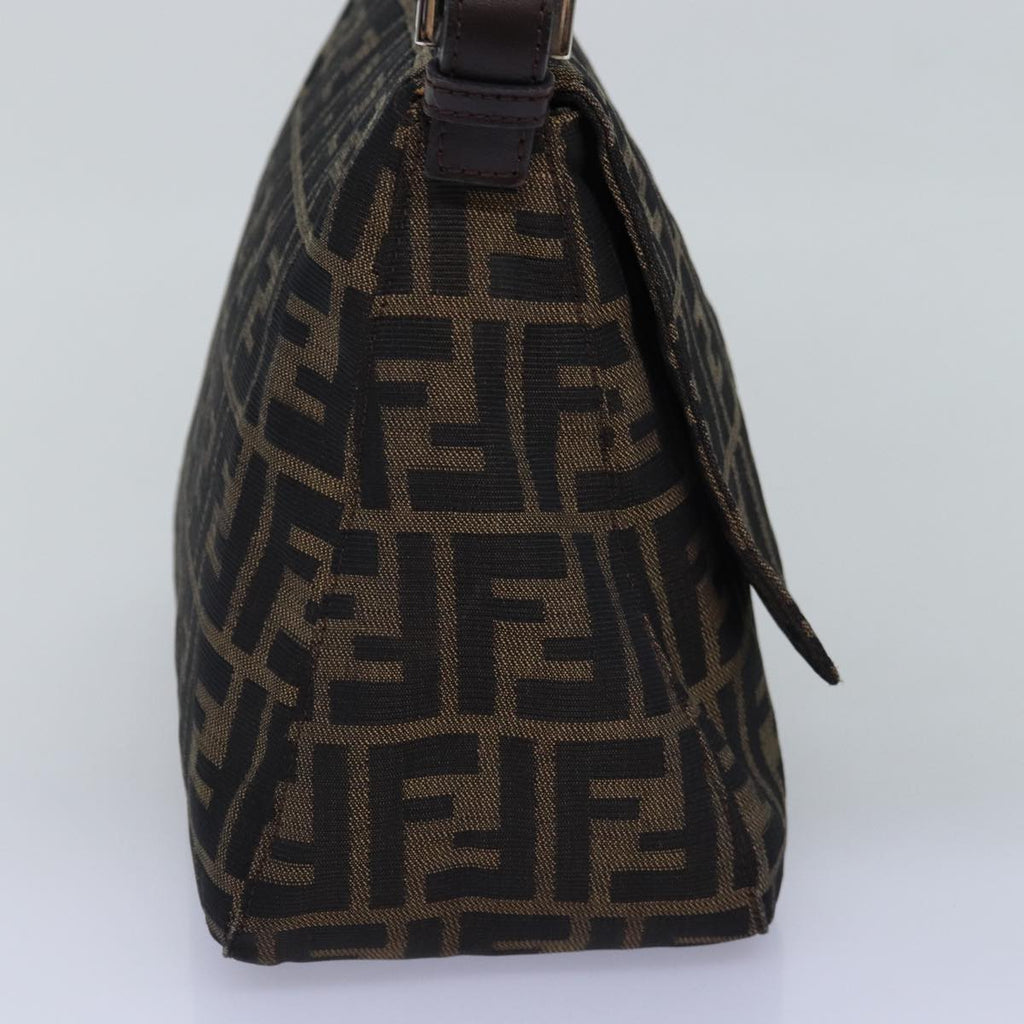 FENDI Zucca Canvas Mamma Baguette Shoulder Bag Black Brownyk12785