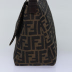 FENDI Zucca Canvas Mamma Baguette Shoulder Bag Black Brownyk12785