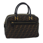 FENDI Zucca Canvas Hand Bag Black Brownyk12795