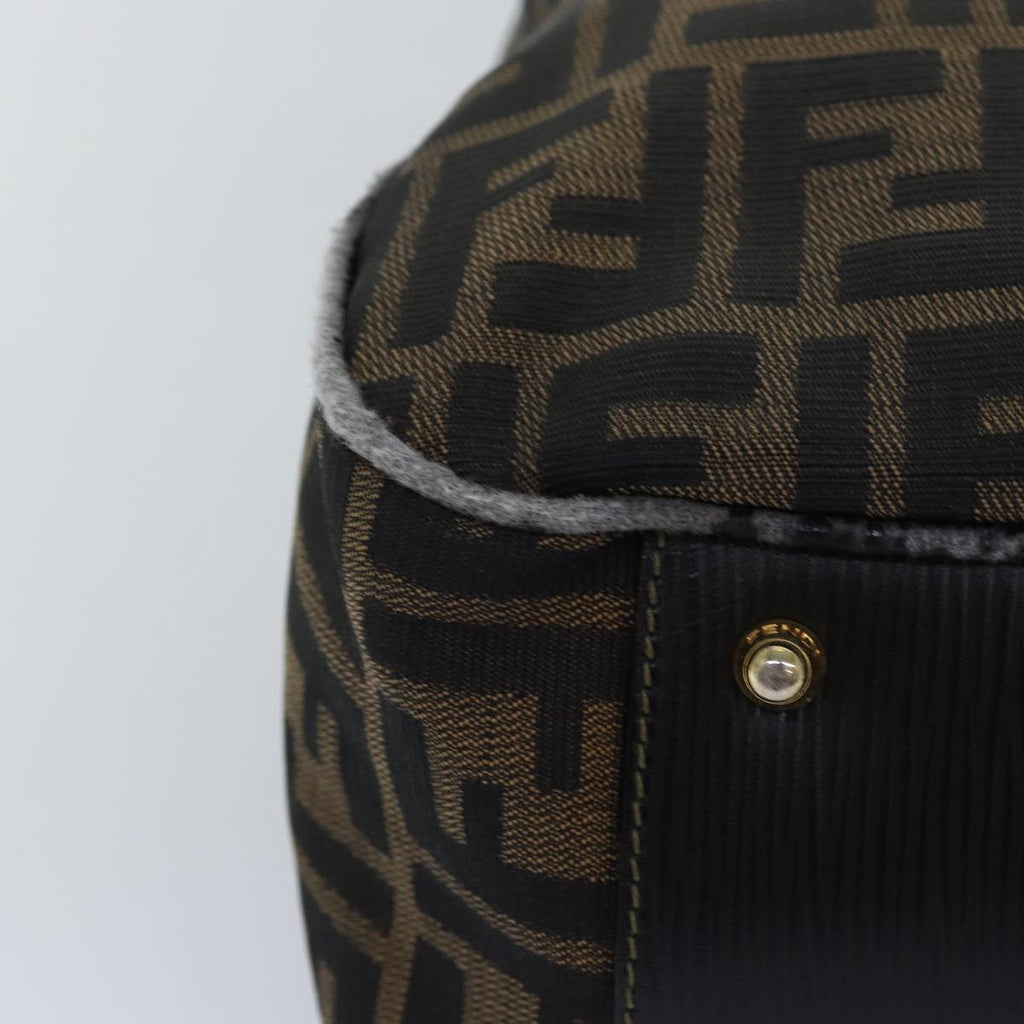 FENDI Zucca Canvas Hand Bag Black Brownyk12795