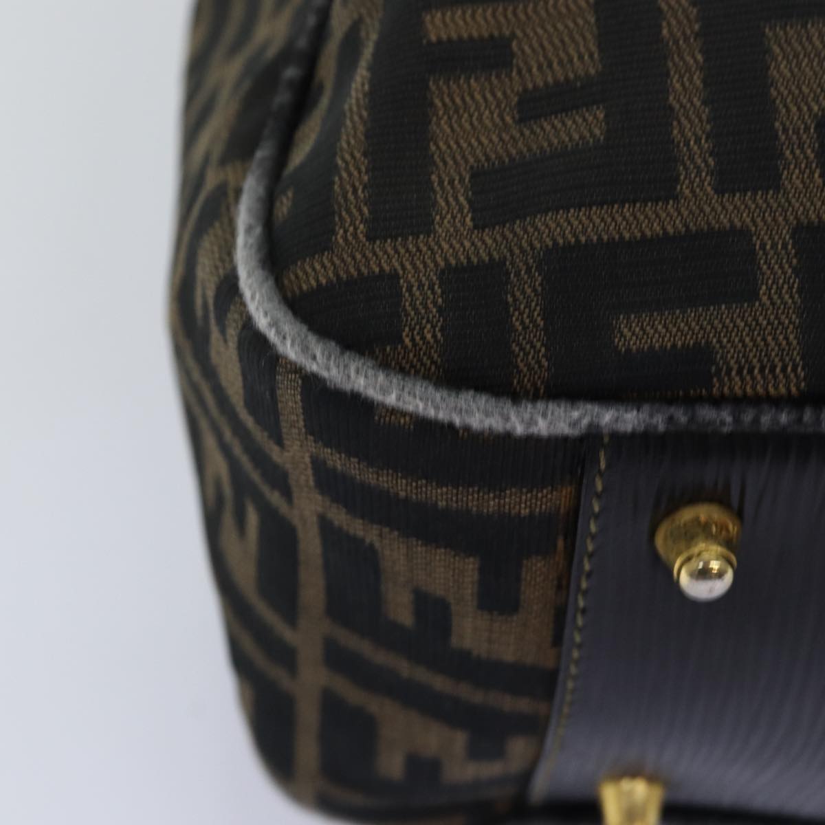 FENDI Zucca Canvas Hand Bag Black Brownyk12795