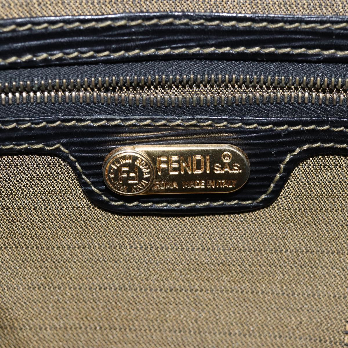 FENDI Zucca Canvas Hand Bag Black Brownyk12795