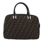 FENDI Zucca Canvas Hand Bag Black Brownyk12795