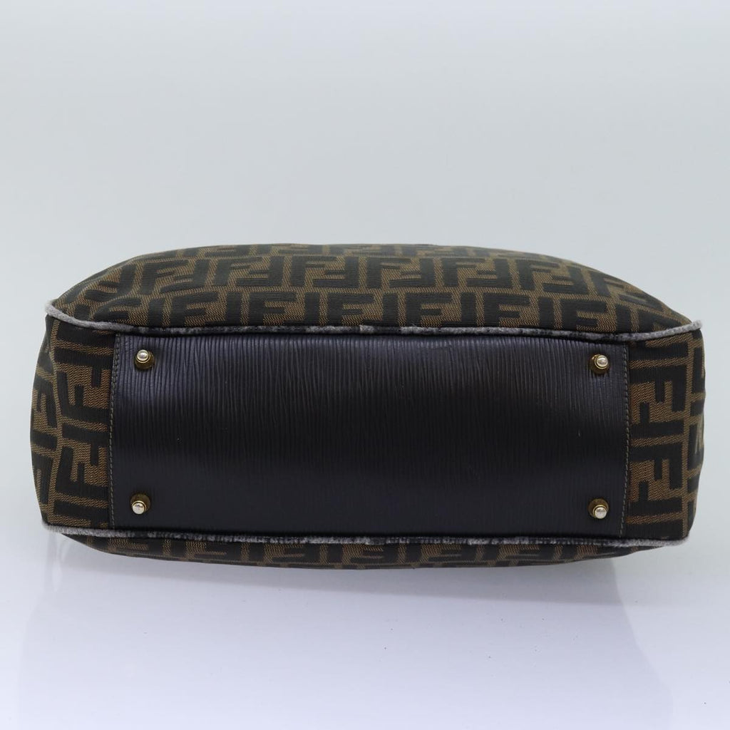 FENDI Zucca Canvas Hand Bag Black Brownyk12795